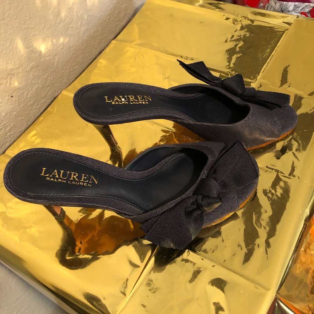 Ralph Lauren slip on heels denim.